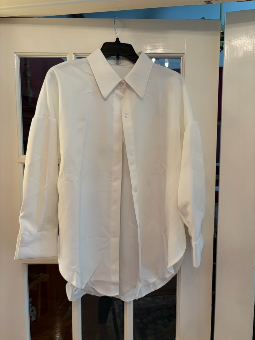 Women's White Relaxed Button-Front Blouse